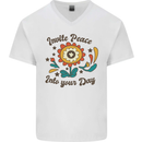 Invite Peace Day Hippy Flower Power Funny Mens V-Neck Cotton T-Shirt White