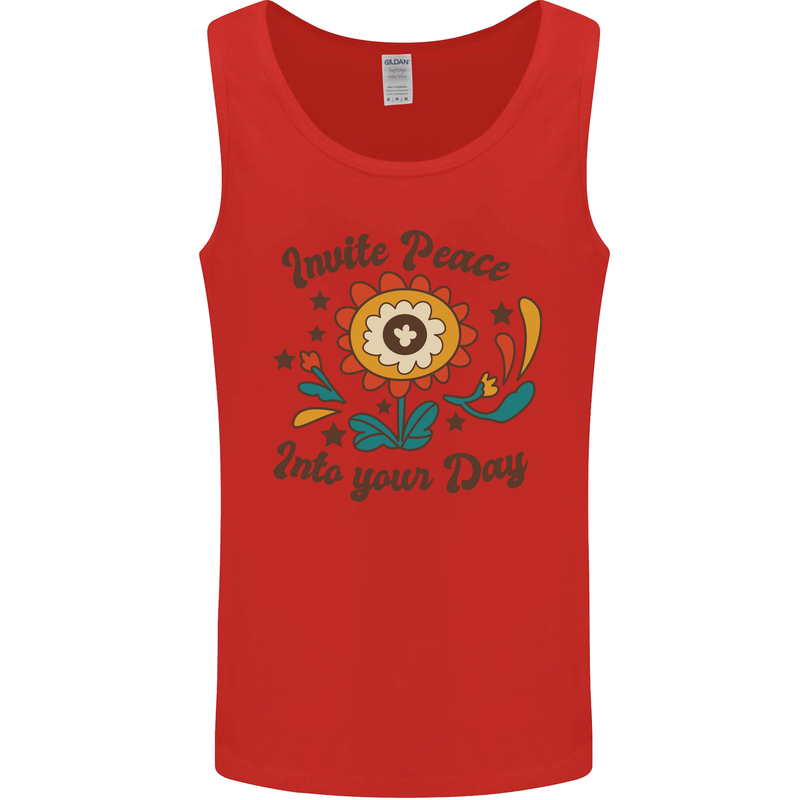 Invite Peace Day Hippy Flower Power Funny Mens Vest Tank Top Red
