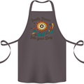 Invite Peace Into Your Day Hippy Love 60's Cotton Apron 100% Organic Dark Grey