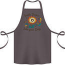 Invite Peace Into Your Day Hippy Love 60's Cotton Apron 100% Organic Dark Grey