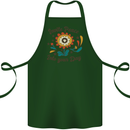 Invite Peace Into Your Day Hippy Love 60's Cotton Apron 100% Organic Forest Green