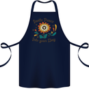 Invite Peace Into Your Day Hippy Love 60's Cotton Apron 100% Organic Navy Blue