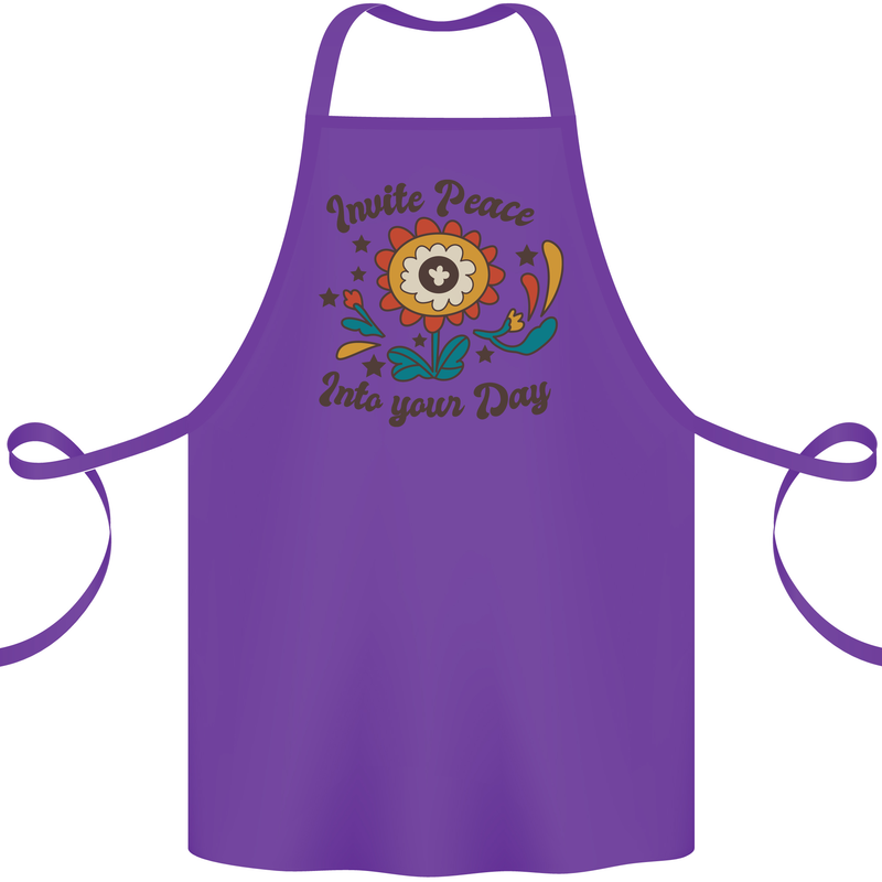 Invite Peace Into Your Day Hippy Love 60's Cotton Apron 100% Organic Purple