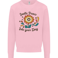 Invite Peace Into Your Day Hippy Love 60's Kids Sweatshirt Jumper Light Pink
