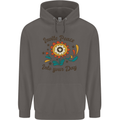 Invite Peace Into Your Day Hippy Love 60's Mens 80% Cotton Hoodie Charcoal