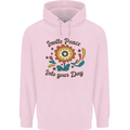 Invite Peace Into Your Day Hippy Love 60's Mens 80% Cotton Hoodie Light Pink