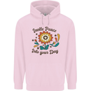 Invite Peace Into Your Day Hippy Love 60's Mens 80% Cotton Hoodie Light Pink