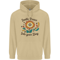 Invite Peace Into Your Day Hippy Love 60's Mens 80% Cotton Hoodie Sand