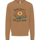 Invite Peace Into Your Day Hippy Love 60's Mens Sweatshirt Jumper Caramel Latte