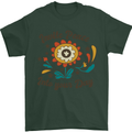 Invite Peace Into Your Day Hippy Love 60's Mens T-Shirt Cotton Gildan Forest Green