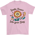 Invite Peace Into Your Day Hippy Love 60's Mens T-Shirt Cotton Gildan Light Pink