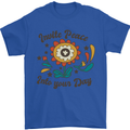 Invite Peace Into Your Day Hippy Love 60's Mens T-Shirt Cotton Gildan Royal Blue