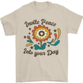 Invite Peace Into Your Day Hippy Love 60's Mens T-Shirt Cotton Gildan Sand