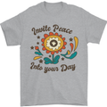 Invite Peace Into Your Day Hippy Love 60's Mens T-Shirt Cotton Gildan Sports Grey