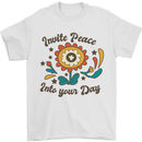 Invite Peace Into Your Day Hippy Love 60's Mens T-Shirt Cotton Gildan White