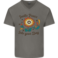 Invite Peace Into Your Day Hippy Love 60's Mens V-Neck Cotton T-Shirt Charcoal
