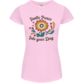 Invite Peace Into Your Day Hippy Love 60's Womens Petite Cut T-Shirt Light Pink