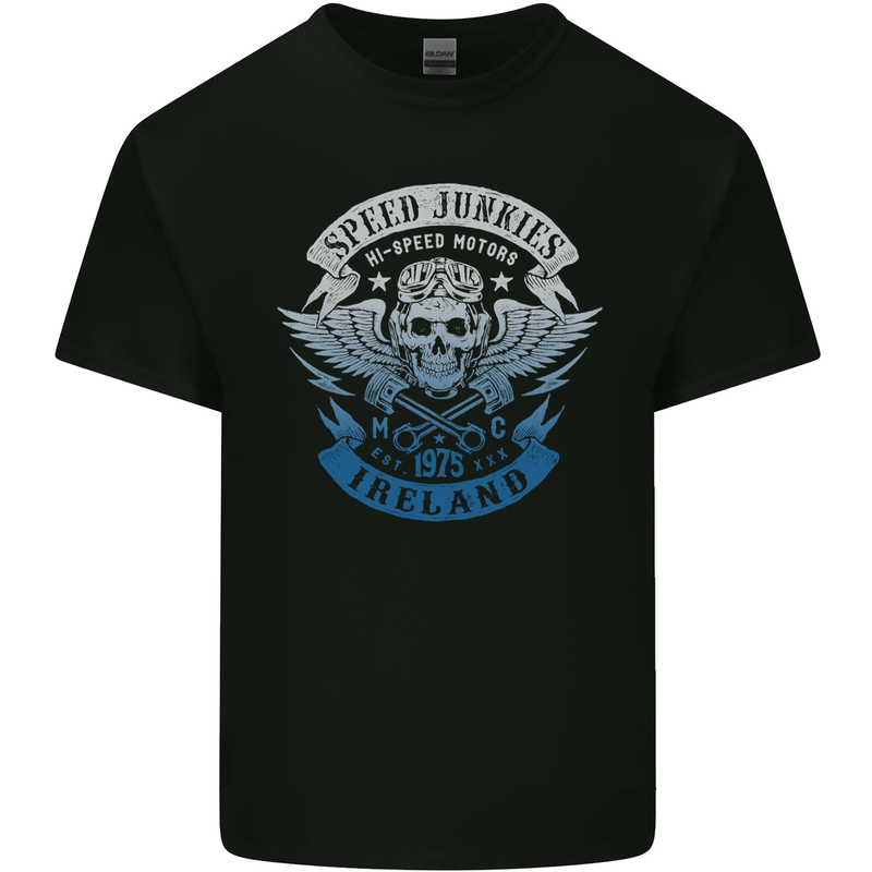 Ireland Speed Junkies Biker Motorcycle Mens Cotton T-Shirt Tee Top Black
