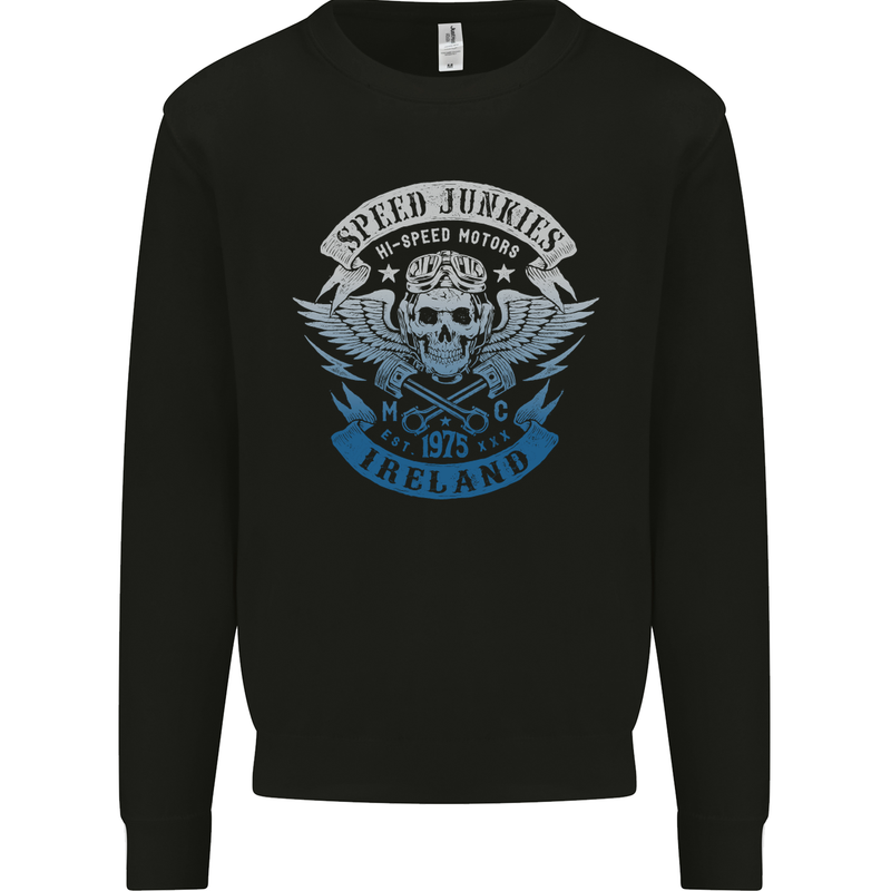Ireland Speed Junkies Biker Motorcycle Mens Sweatshirt Jumper Black