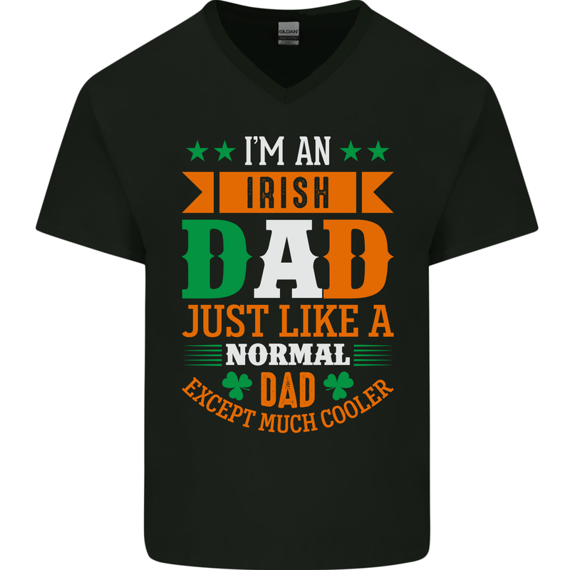 Irish Dad Funny St. Patrick's Day Father's Mens V-Neck Cotton T-Shirt Black