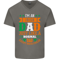 Irish Dad Funny St. Patrick's Day Father's Mens V-Neck Cotton T-Shirt Charcoal
