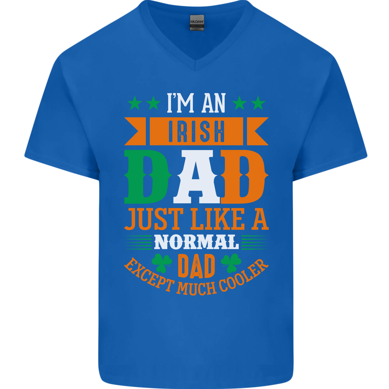 Irish Dad Funny St. Patrick's Day Father's Mens V-Neck Cotton T-Shirt Royal Blue