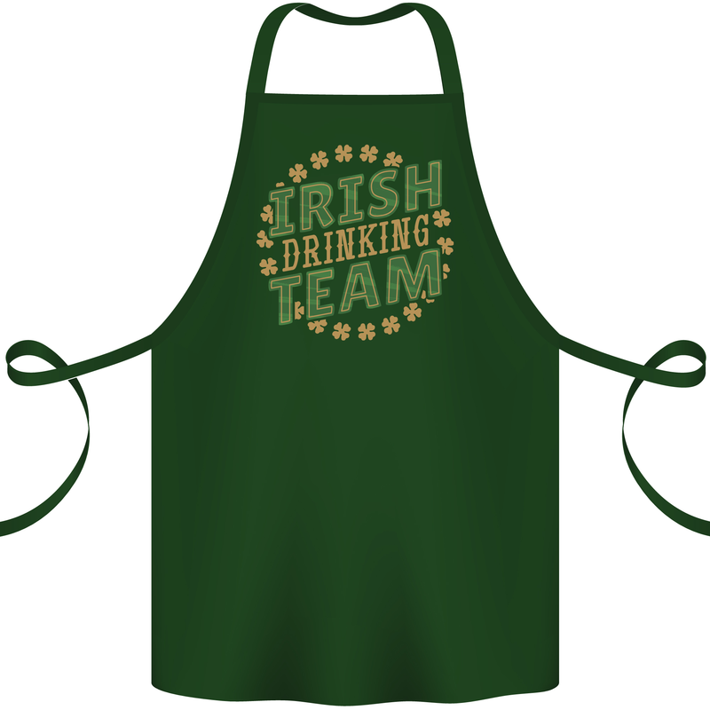 Irish Drinking Team Funny St. Patricks Day Cotton Apron 100% Organic Forest Green