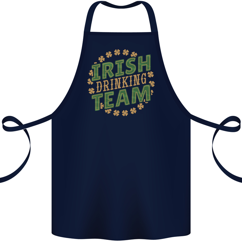 Irish Drinking Team Funny St. Patricks Day Cotton Apron 100% Organic Navy Blue