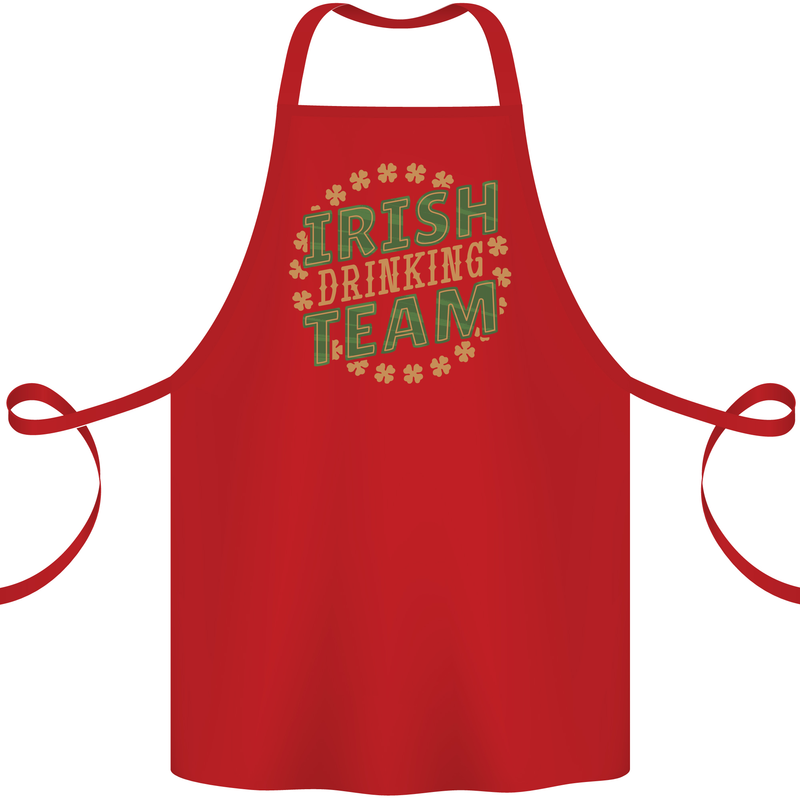 Irish Drinking Team Funny St. Patricks Day Cotton Apron 100% Organic Red