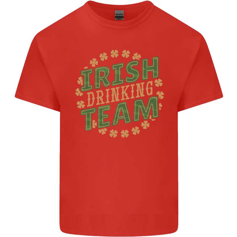 Irish Drinking Team Funny St. Patricks Day Mens Cotton T-Shirt Tee Top Red