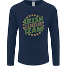 Irish Drinking Team Funny St. Patricks Day Mens Long Sleeve T-Shirt Navy Blue