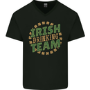 Irish Drinking Team Funny St. Patricks Day Mens V-Neck Cotton T-Shirt Black