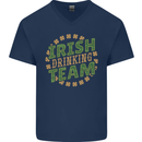 Irish Drinking Team Funny St. Patricks Day Mens V-Neck Cotton T-Shirt Navy Blue
