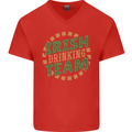Irish Drinking Team Funny St. Patricks Day Mens V-Neck Cotton T-Shirt Red