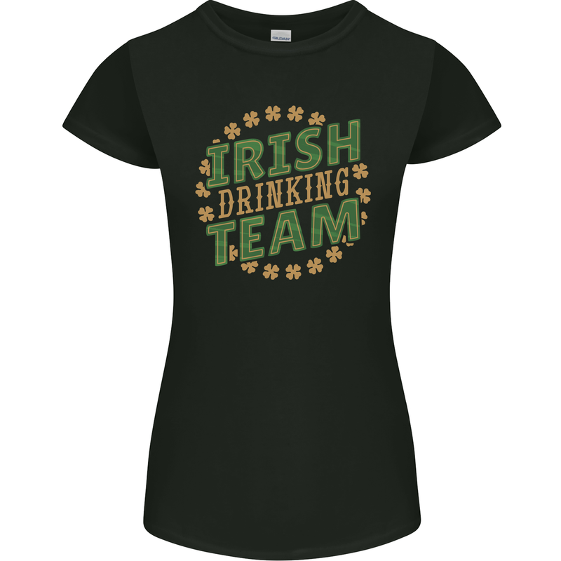 Irish Drinking Team Funny St. Patricks Day Womens Petite Cut T-Shirt Black