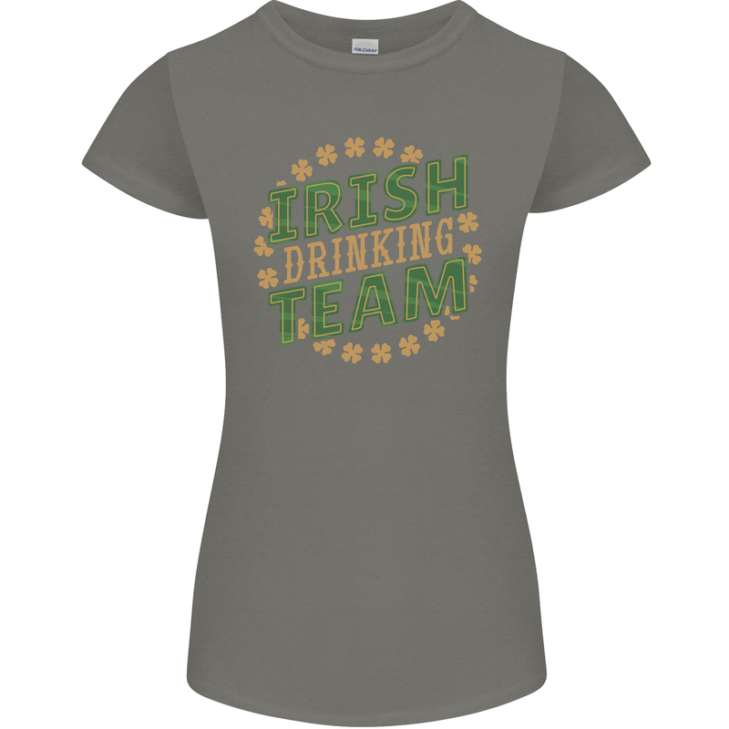 Irish Drinking Team Funny St. Patricks Day Womens Petite Cut T-Shirt Charcoal