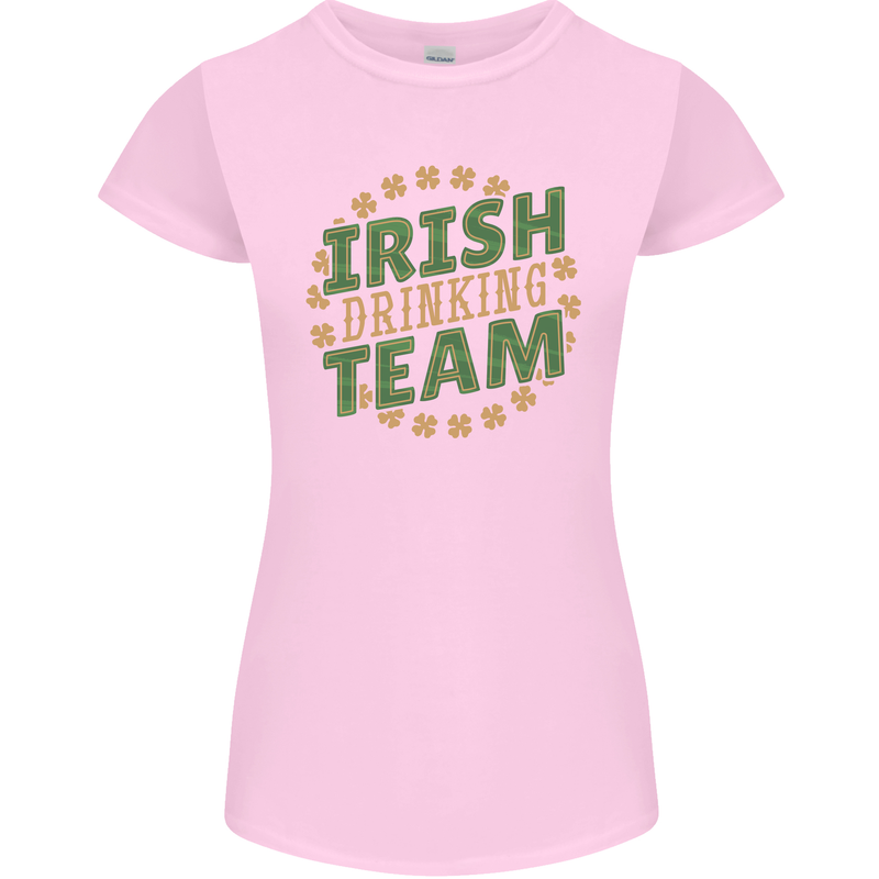 Irish Drinking Team Funny St. Patricks Day Womens Petite Cut T-Shirt Light Pink