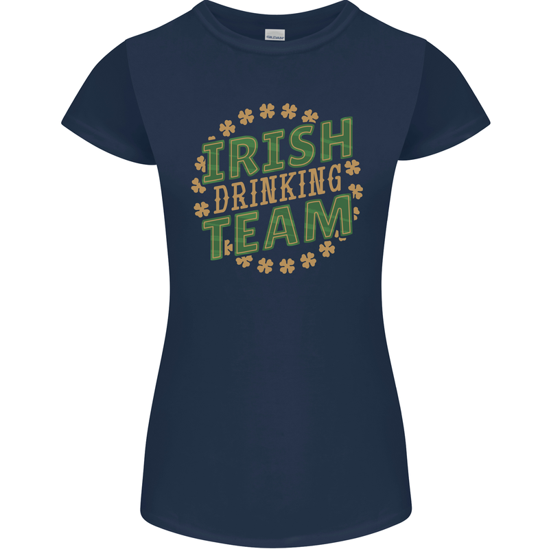 Irish Drinking Team Funny St. Patricks Day Womens Petite Cut T-Shirt Navy Blue