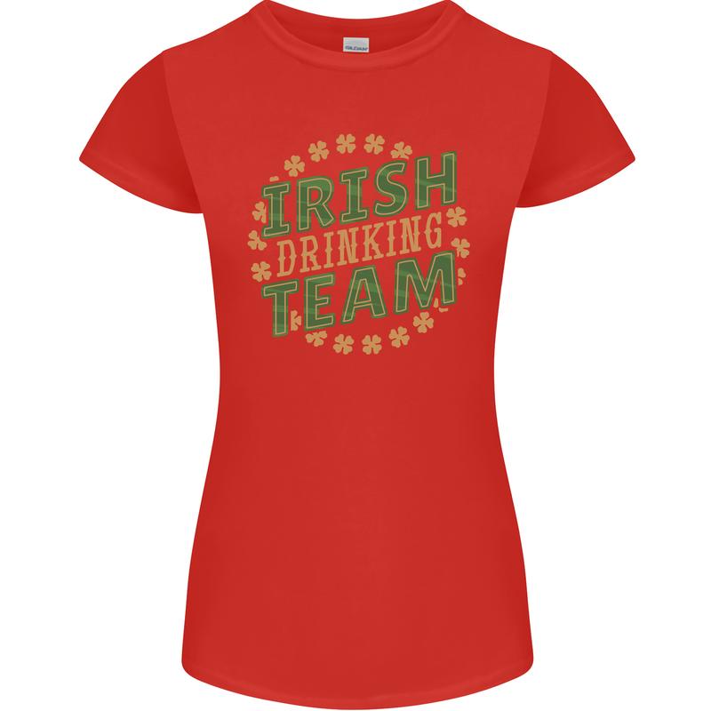 Irish Drinking Team Funny St. Patricks Day Womens Petite Cut T-Shirt Red