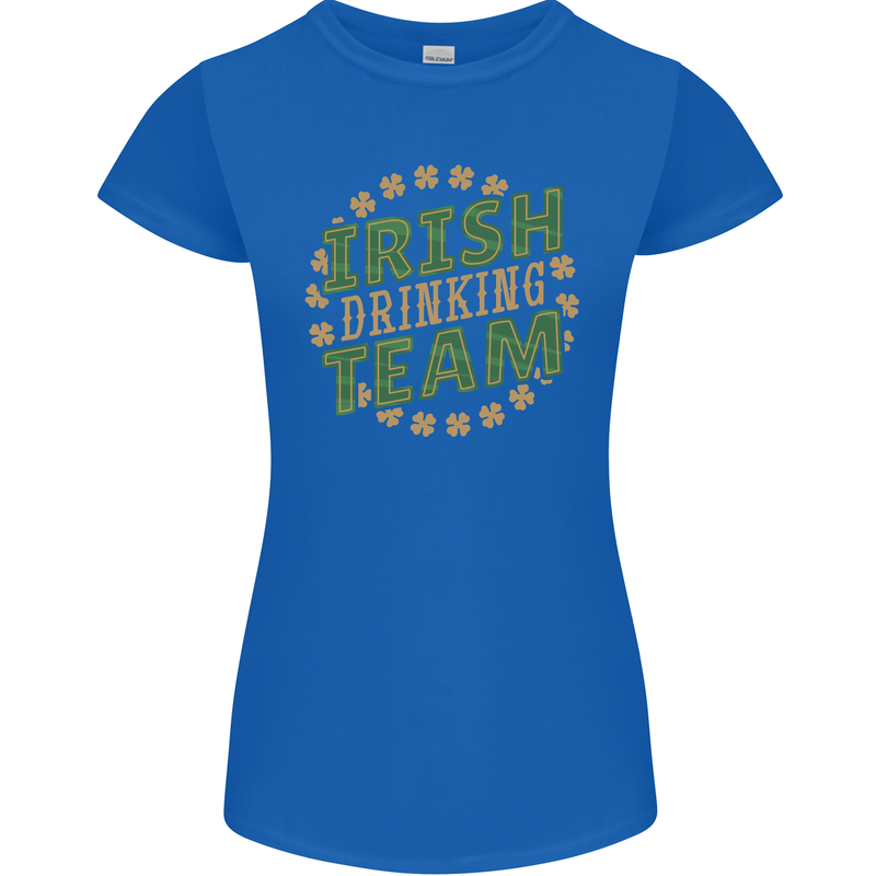 Irish Drinking Team Funny St. Patricks Day Womens Petite Cut T-Shirt Royal Blue