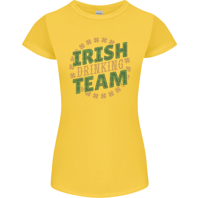 Irish Drinking Team Funny St. Patricks Day Womens Petite Cut T-Shirt Yellow
