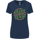 Irish Drinking Team Funny St. Patricks Day Womens Wider Cut T-Shirt Navy Blue