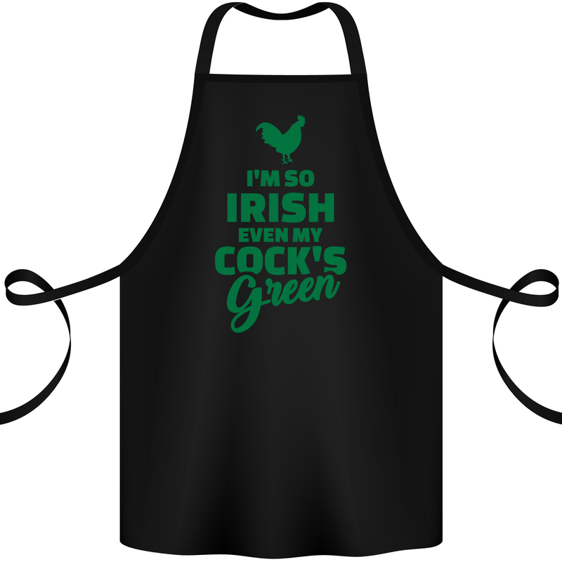 Irish Even My Cock's Green St Patricks Day Cotton Apron 100% Organic Black