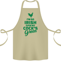 Irish Even My Cock's Green St Patricks Day Cotton Apron 100% Organic Khaki