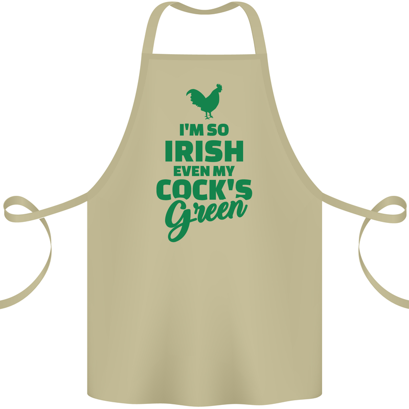 Irish Even My Cock's Green St Patricks Day Cotton Apron 100% Organic Khaki