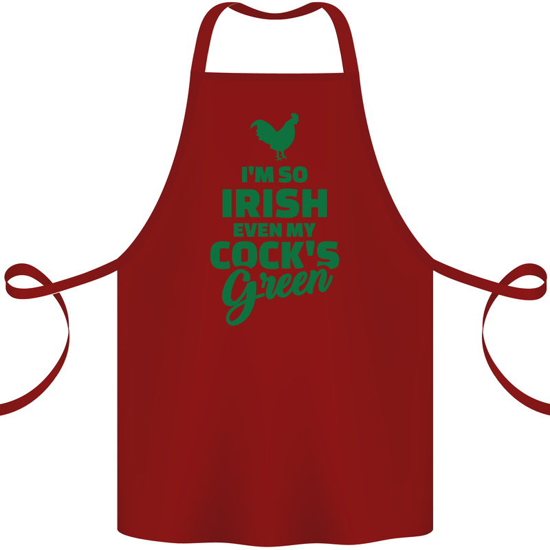 Irish Even My Cock's Green St Patricks Day Cotton Apron 100% Organic Maroon
