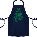 Irish Even My Cock's Green St Patricks Day Cotton Apron 100% Organic Navy Blue