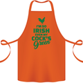 Irish Even My Cock's Green St Patricks Day Cotton Apron 100% Organic Orange