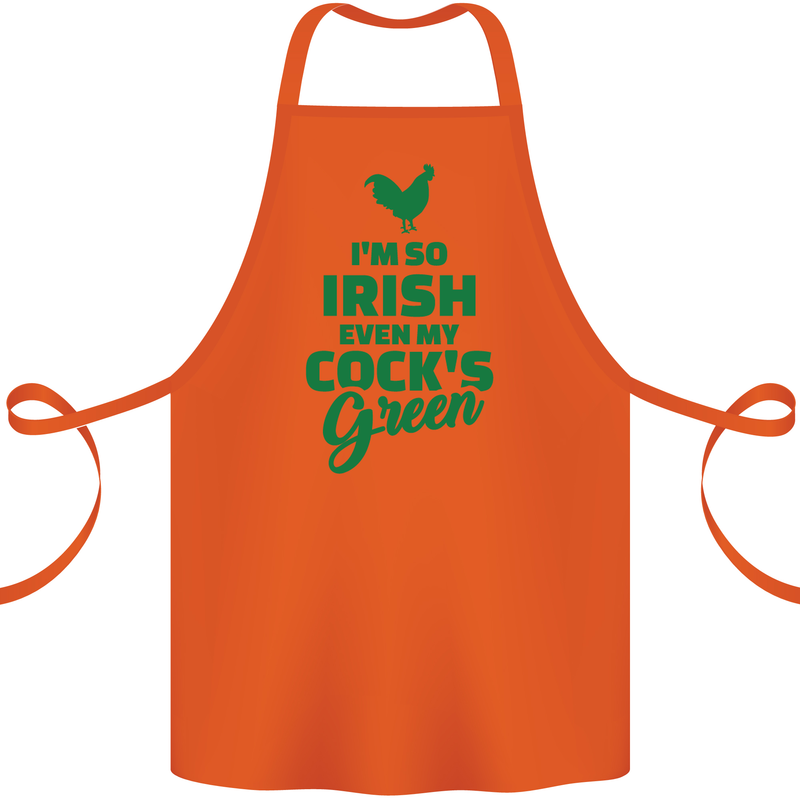 Irish Even My Cock's Green St Patricks Day Cotton Apron 100% Organic Orange