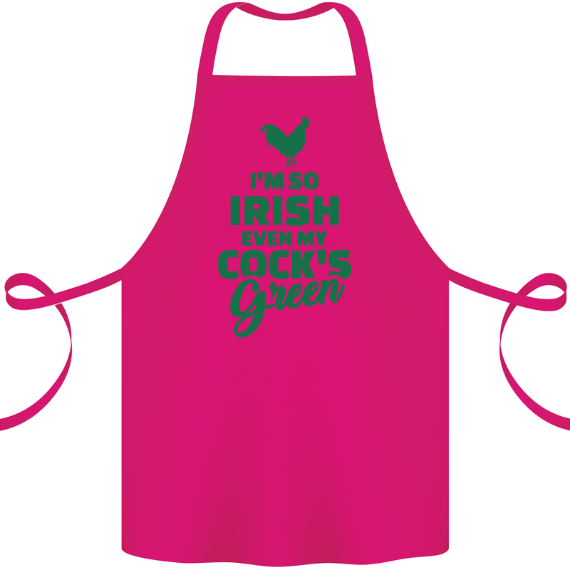 Irish Even My Cock's Green St Patricks Day Cotton Apron 100% Organic Pink